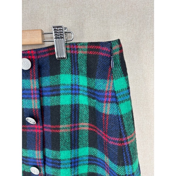Talbots Skirt 18 Green Tartan Plaid Wool Blend Lined Straight Academia - Picture 4 of 10